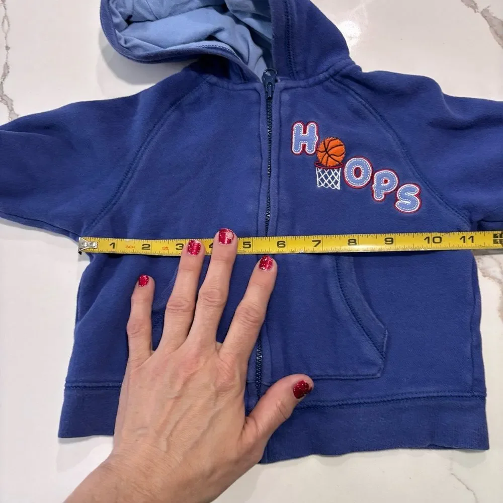 Carter's Infant Baby Blue Hoops Full Zip Hoodie Pockets Size 6M Embroidered